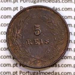 5 réis 1897 bronze D. Carlos I, (MBC+), World Coins Portugal KM 530