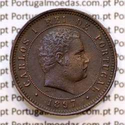 5 réis 1897 bronze D. Carlos I, (MBC+), World Coins Portugal KM 530
