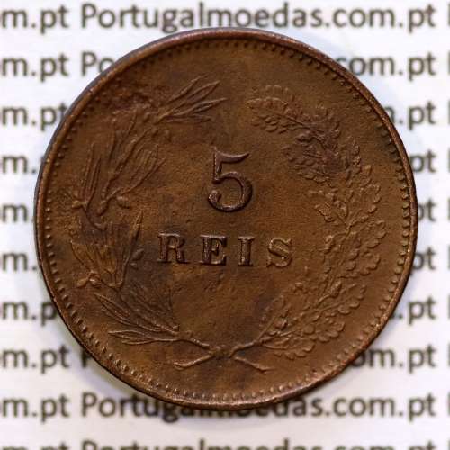 5 réis 1897 bronze D. Carlos I, (MBC+), World Coins Portugal KM 530
