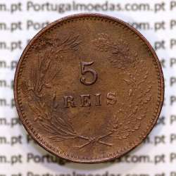 5 réis 1897 bronze D. Carlos I, (MBC+), World Coins Portugal KM 530