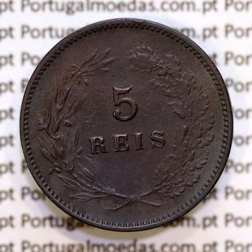 5 réis 1897 bronze D. Carlos I, (MBC+), World Coins Portugal KM 530