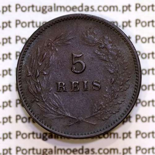 Portugal, 5 Reis 1897 bronze coin of King Carlos I, (VF+), World Coins Portugal KM 530
