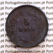 Portugal, 5 Reis 1897 bronze coin of King Carlos I, (VF+), World Coins Portugal KM 530