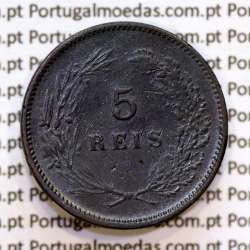 Portugal, 5 Reis 1897 bronze coin of King Carlos I, (VF+), World Coins Portugal KM 530
