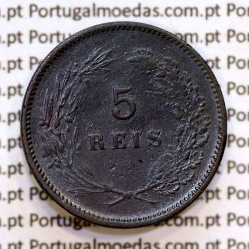 Portugal, 5 Reis 1897 bronze coin of King Carlos I, (VF+), World Coins Portugal KM 530