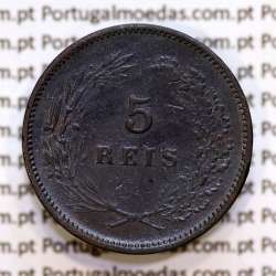 5 réis 1897 bronze D. Carlos I, (MBC+), World Coins Portugal KM 530