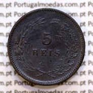 Portugal, 5 Reis 1897 bronze coin of King Carlos I, (VF+), World Coins Portugal KM 530