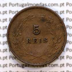 5 réis 1897 bronze D. Carlos I, (MBC+), World Coins Portugal KM 530