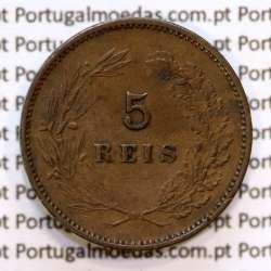 5 réis 1897 bronze D. Carlos I, (MBC+), World Coins Portugal KM 530