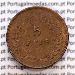 Portugal, 5 Reis 1897 bronze coin of King Carlos I, (VF+), World Coins Portugal KM 530
