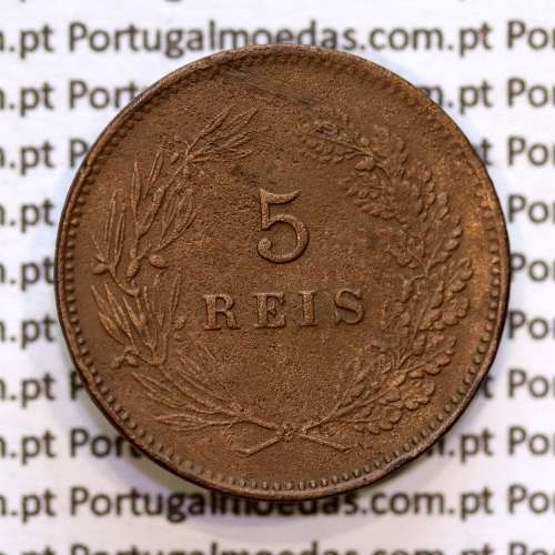 Portugal, 5 Reis 1897 bronze coin of King Carlos I, (VF+), World Coins Portugal KM 530