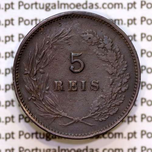 Portugal, 5 Reis 1897 bronze coin of King Carlos I, (VF), World Coins Portugal KM 530