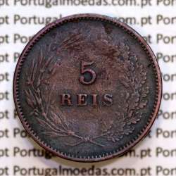 Portugal, 5 Reis 1897 bronze coin of King Carlos I, (VF+), World Coins Portugal KM 530