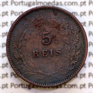 5 réis 1897 bronze D. Carlos I, (MBC+), World Coins Portugal KM 530