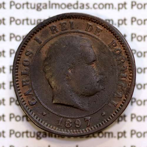 5 réis 1897 bronze D. Carlos I, (BC), World Coins Portugal KM 530