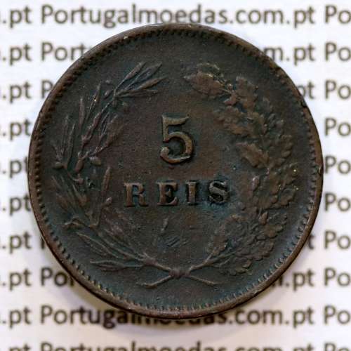 5 réis 1897 bronze D. Carlos I, (BC+), World Coins Portugal KM 530