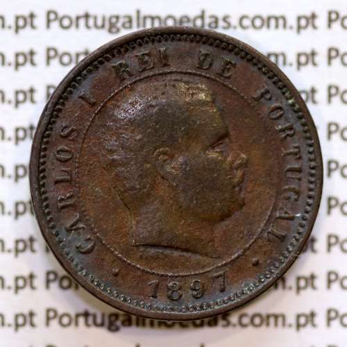 5 réis 1897 bronze D. Carlos I, (BC+), World Coins Portugal KM 530