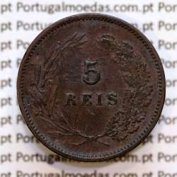 Portugal, 5 Reis 1897 bronze coin of King Carlos I, (F+), World Coins Portugal KM 530