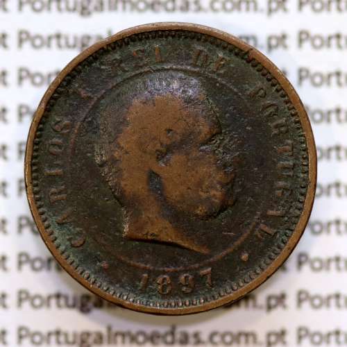 5 réis 1897 bronze D. Carlos I, (BC), World Coins Portugal KM 530
