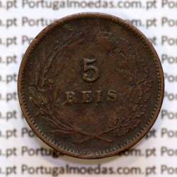Portugal, 5 Reis 1897 bronze coin of King Carlos I, (F+), World Coins Portugal KM 530