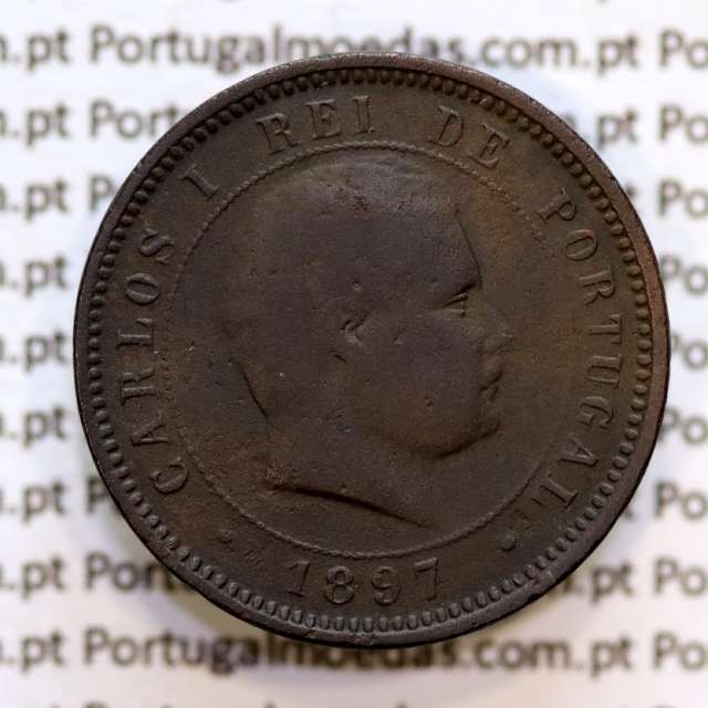 5 réis 1897 bronze D. Carlos I, (BC), World Coins Portugal KM 530