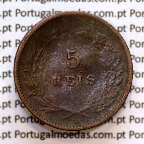 Portugal, 5 Reis 1897 bronze coin of King Carlos I, (F), World Coins Portugal KM 530