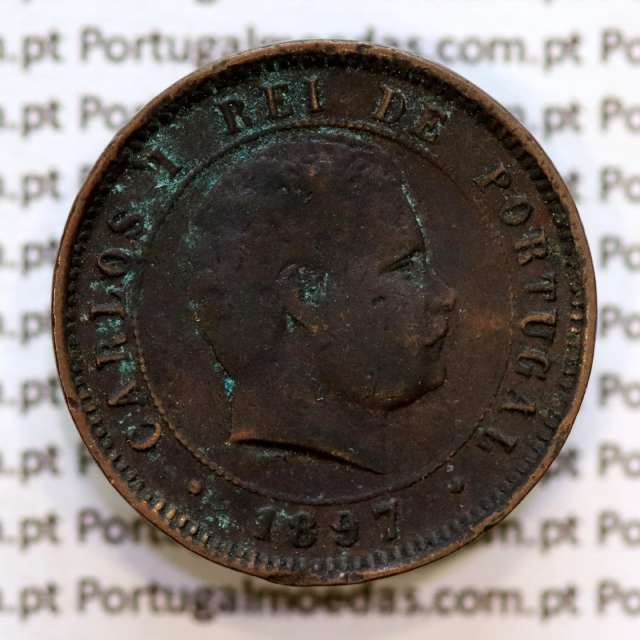 5 réis 1897 bronze D. Carlos I, (BC), World Coins Portugal KM 530