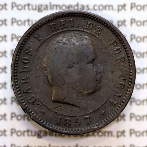 5 réis 1897 bronze D. Carlos I, (BC), World Coins Portugal KM 530
