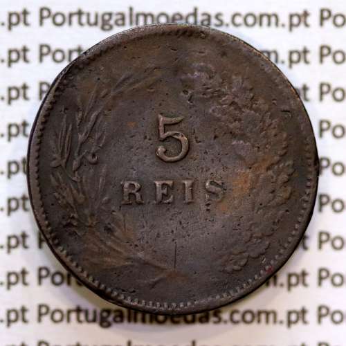 Portugal, 5 Reis 1897 bronze coin of King Carlos I, (F), World Coins Portugal KM 530