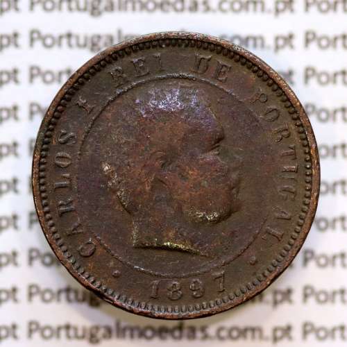 5 réis 1897 bronze D. Carlos I, (BC), World Coins Portugal KM 530