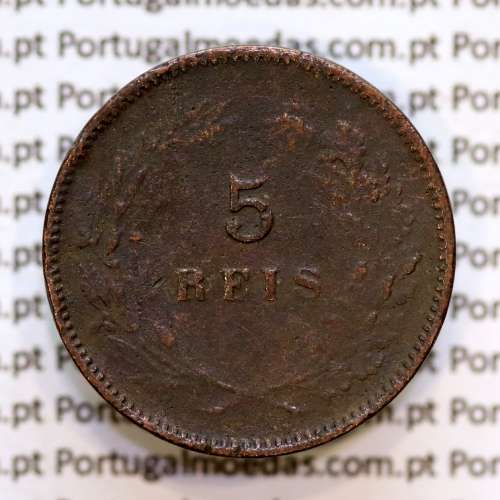 Portugal, 5 Reis 1897 bronze coin of King Carlos I, (F), World Coins Portugal KM 530