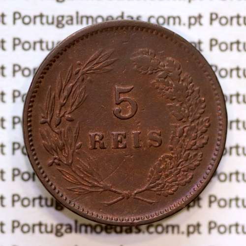 Portugal, 5 Reis 1897 bronze coin of King Carlos I, (VF), World Coins Portugal KM 530