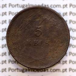 Portugal, 5 Reis 1897 bronze coin of King Carlos I, (F), World Coins Portugal KM 530
