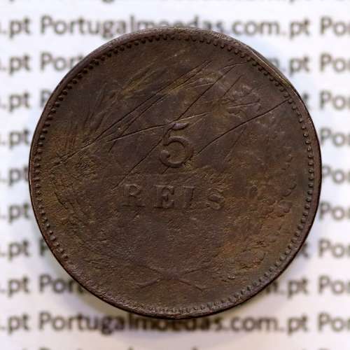 Portugal, 5 Reis 1897 bronze coin of King Carlos I, (F), World Coins Portugal KM 530