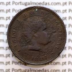 5 réis 1897 bronze D. Carlos I, (BC-/REG), World Coins Portugal KM 530