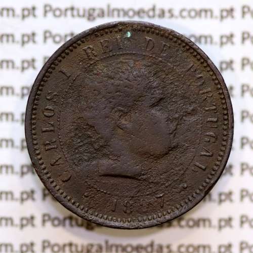 5 réis 1897 bronze D. Carlos I, (BC-/REG), World Coins Portugal KM 530