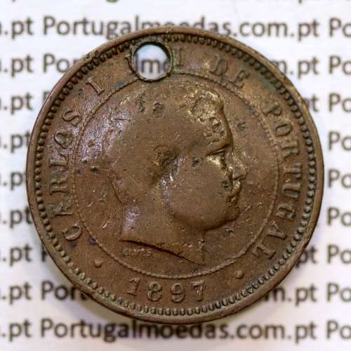 5 réis 1897 bronze D. Carlos I, (BC-/REG), World Coins Portugal KM 530