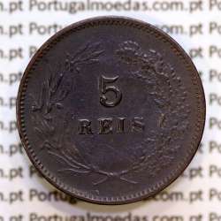 Portugal, 5 Reis 1898 bronze coin of King Carlos I, (VF+), World Coins Portugal KM 530