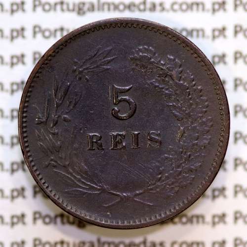 Portugal, 5 Reis 1898 bronze coin of King Carlos I, (VF+), World Coins Portugal KM 530