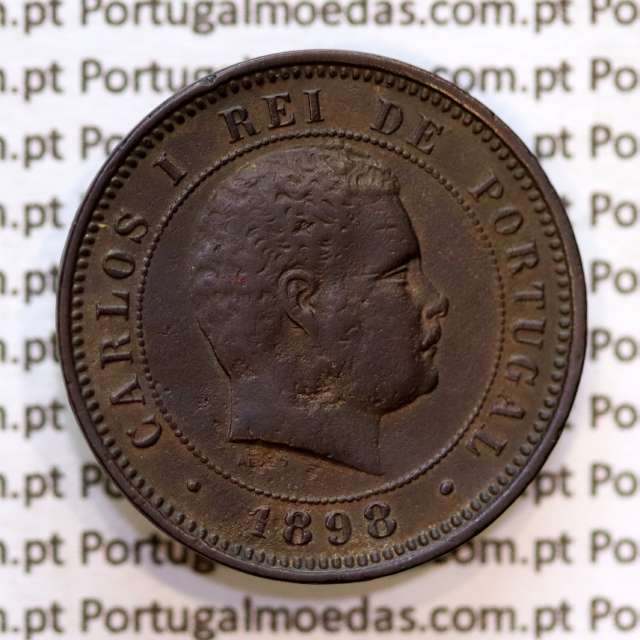 5 réis 1898 bronze D. Carlos I, (MBC), World Coins Portugal KM 530