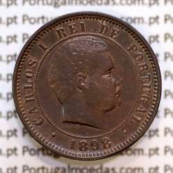 5 réis 1898 bronze D. Carlos I, (MBC), World Coins Portugal KM 530