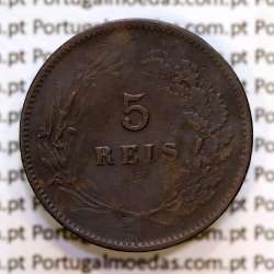 5 réis 1898 bronze D. Carlos I, (MBC), World Coins Portugal KM 530