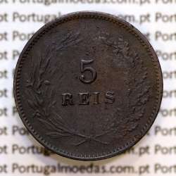 Portugal, 5 Reis 1898 bronze coin of King Carlos I, (VF+), World Coins Portugal KM 530