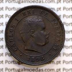 5 réis 1898 bronze D. Carlos I, (MBC+), World Coins Portugal KM 530