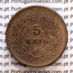 Portugal, 5 Reis 1898 bronze coin of King Carlos I, (VF), World Coins Portugal KM 530