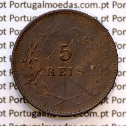 Portugal, 5 Reis 1898 bronze coin of King Carlos I, (VF), World Coins Portugal KM 530
