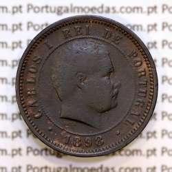 5 réis 1898 bronze D. Carlos I, (MBC-), World Coins Portugal KM 530