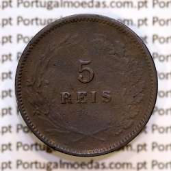 Portugal, 5 Reis 1898 bronze coin of King Carlos I, (VF-), World Coins Portugal KM 530
