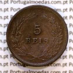 Portugal, 5 Reis 1898 bronze coin of King Carlos I, (VF), World Coins Portugal KM 530