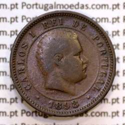 Portugal, 5 Reis 1898 bronze coin of King Carlos I, (VF), World Coins Portugal KM 530